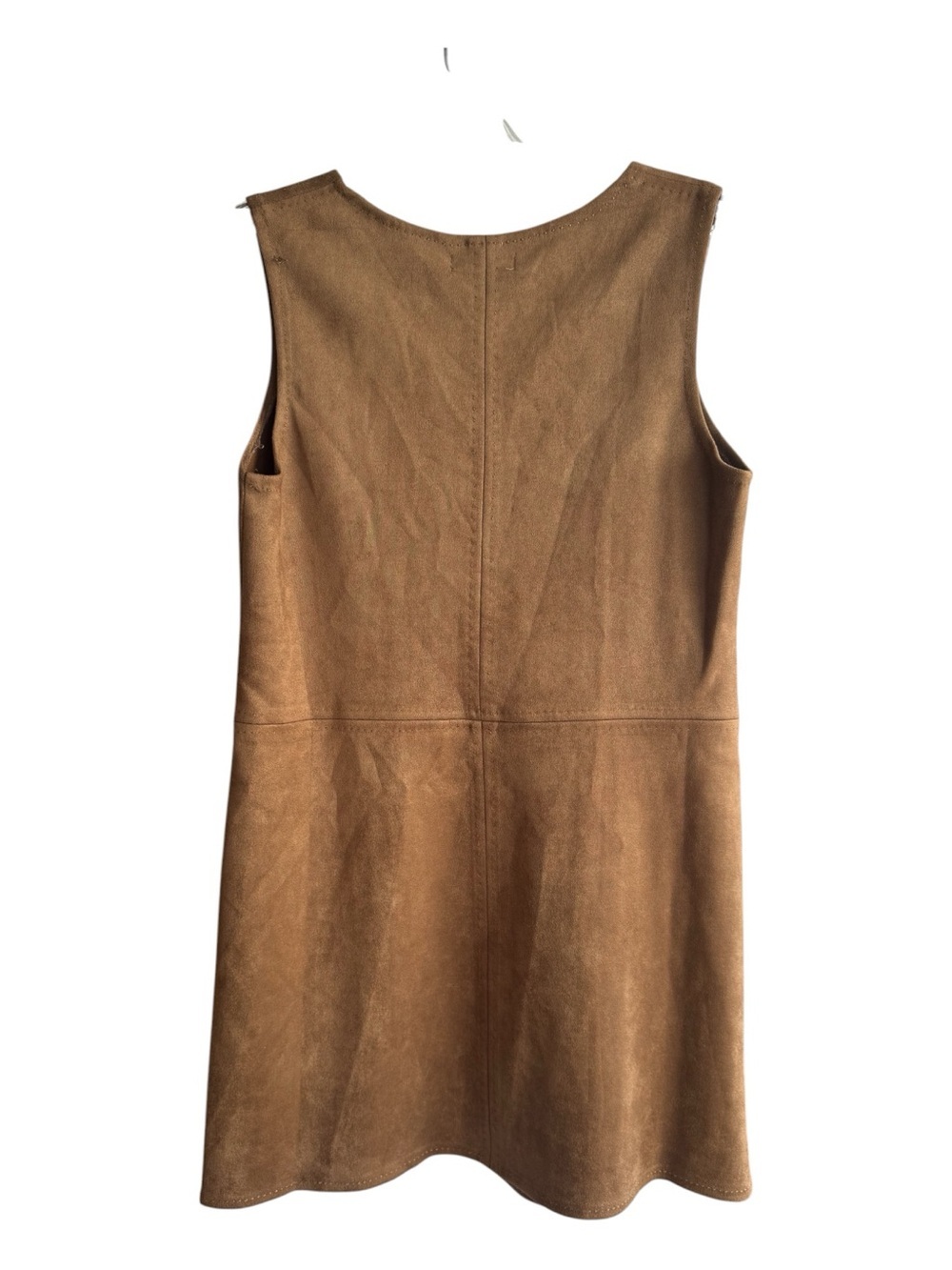 Max Studio Ultra-suede Jumper Vicuña Brown Mod 60s A-Line Pinafore Size Small - Picture 3 of 10